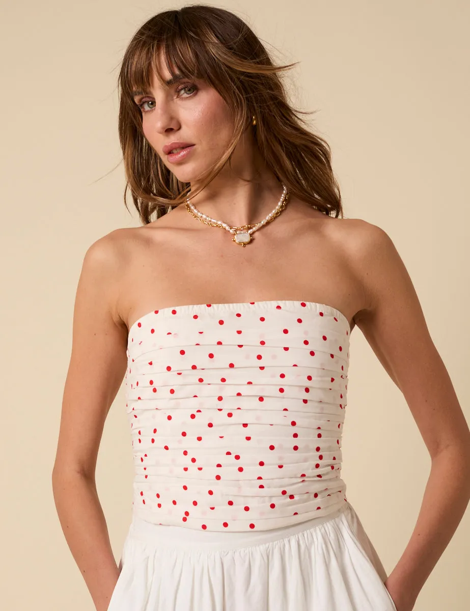White Bandeau Polka Dot Felicity Top sold by Nobody's Child product image thumbnail 3