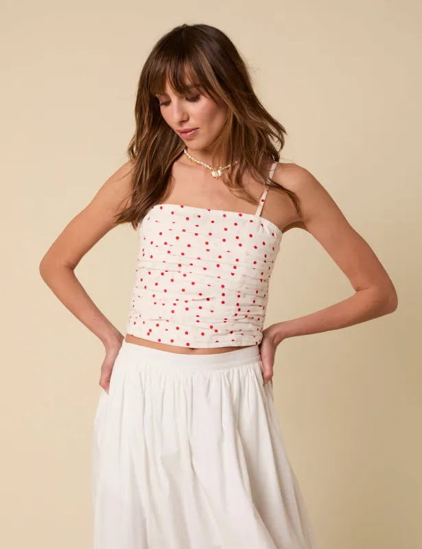 White Bandeau Polka Dot Felicity Top sold by Nobody's Child
