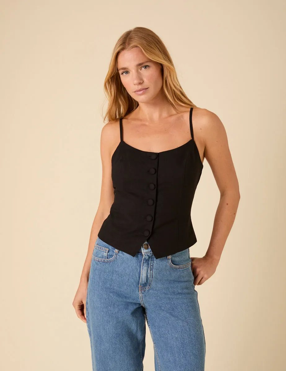 Black Strappy Waistcoat sold by Nobody's Child