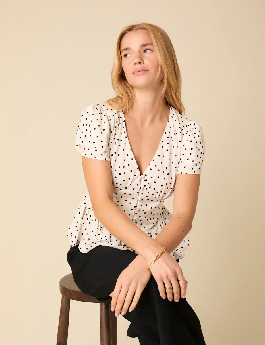 White Polka Dot Loubelle Top sold by Nobody's Child product image thumbnail 3