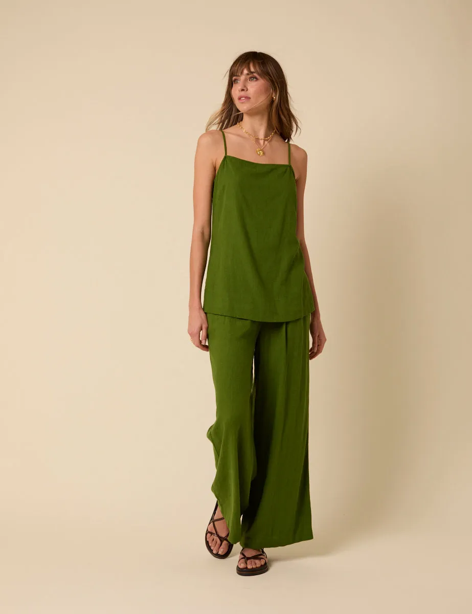 Green Linen-blend Longline Cami Top sold by Nobody's Child product image thumbnail 5