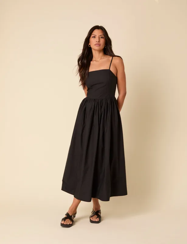 Black Madeline Midi Dress sold by Nobody's Child