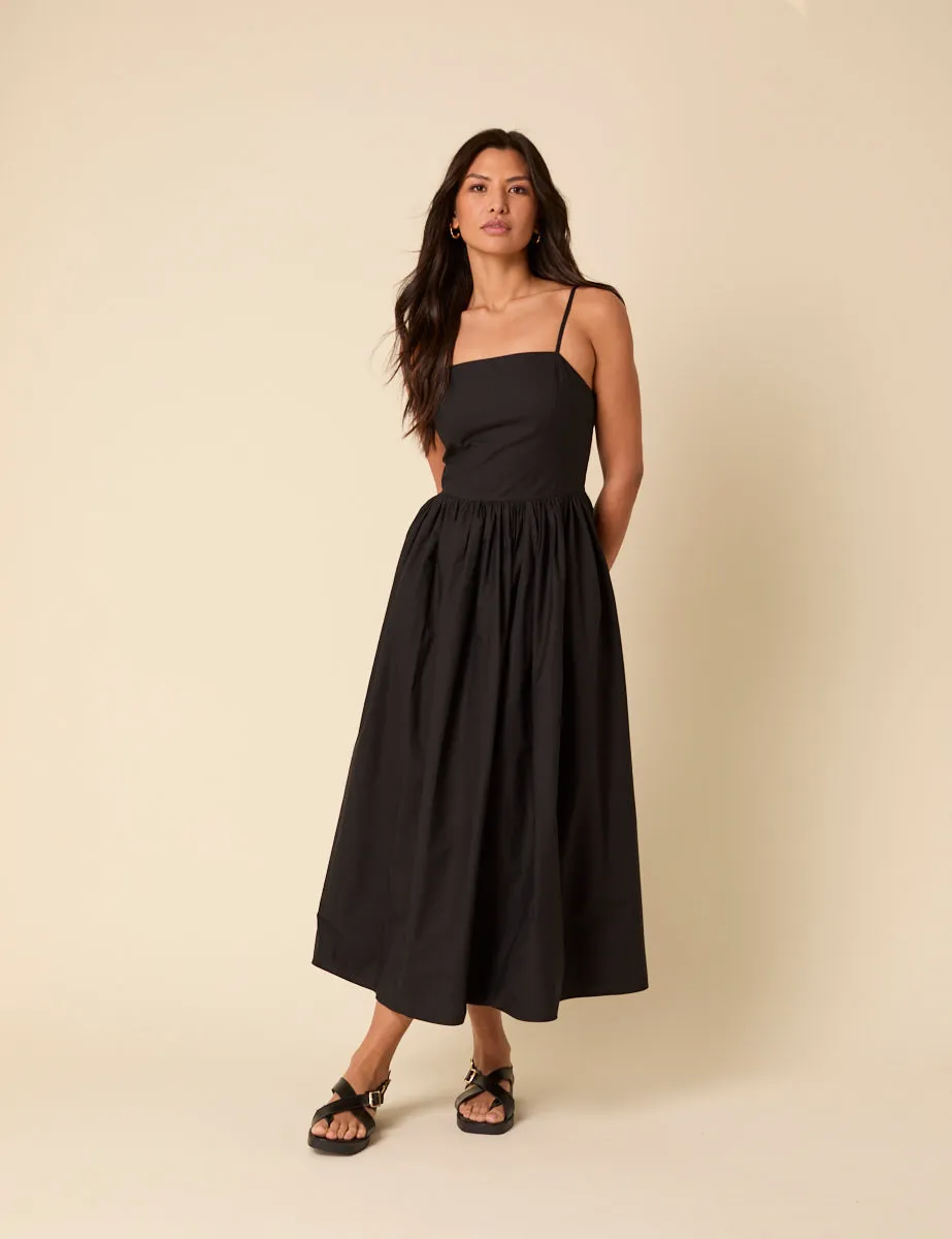 Black Madeline Midi Dress sold by Nobody's Child