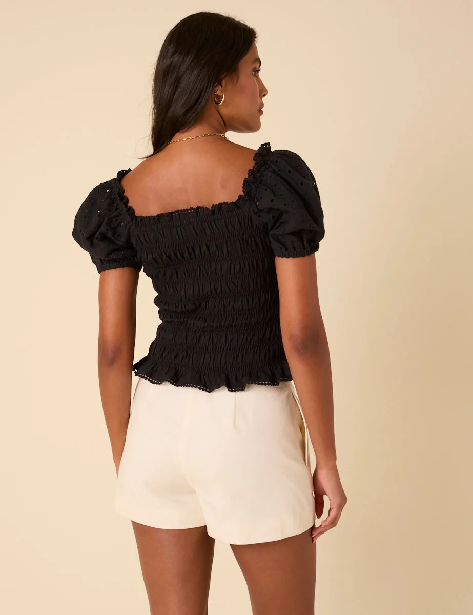 Black Puff Sleeve Ruched Top sold by Nobody's Child product image thumbnail 5