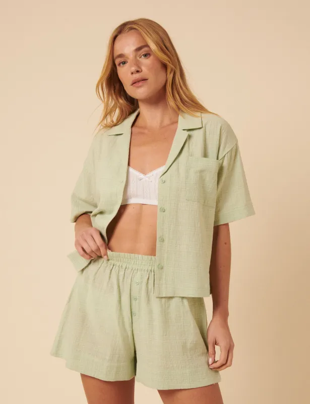 Green Shirt And Shorts Pyjama Set sold by Nobody's Child