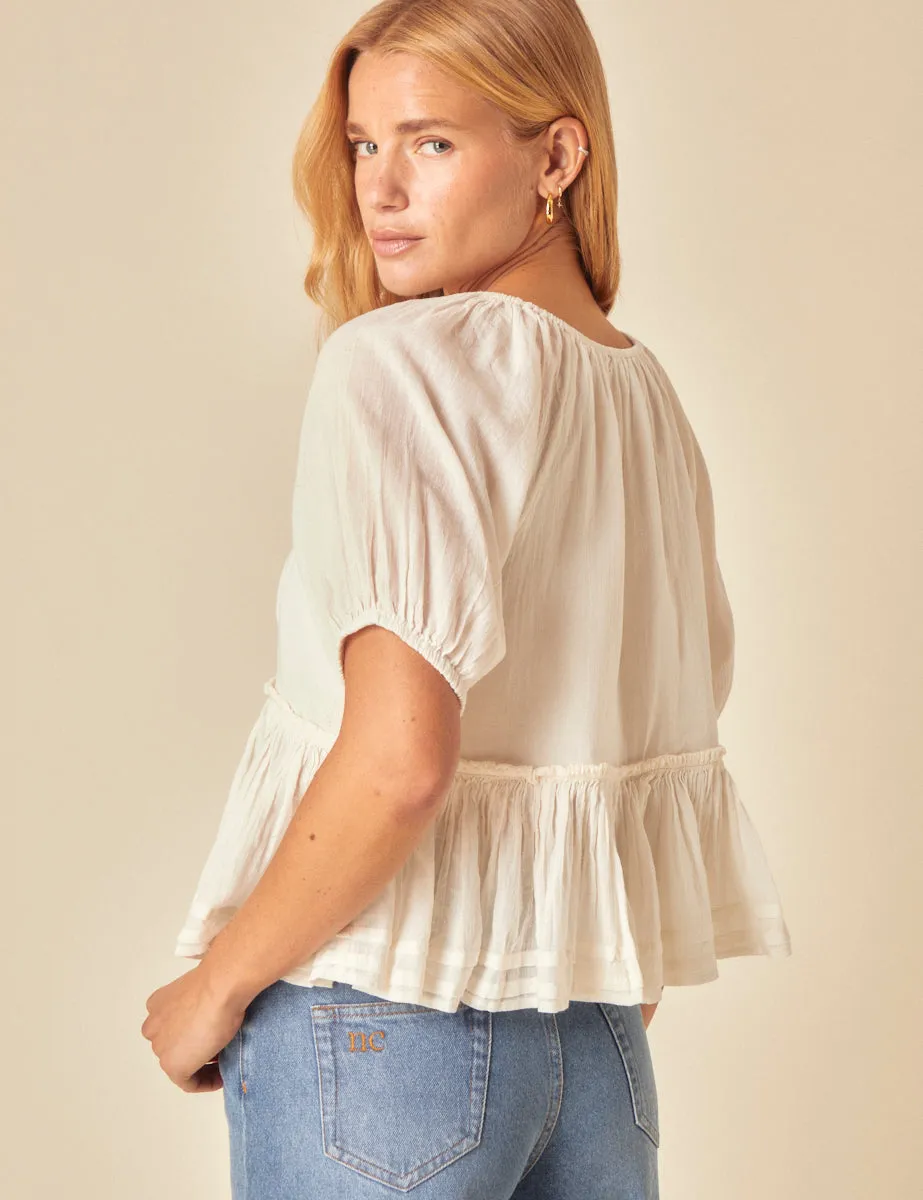 White Tie Front Peplum Top sold by Nobody's Child product image thumbnail 4