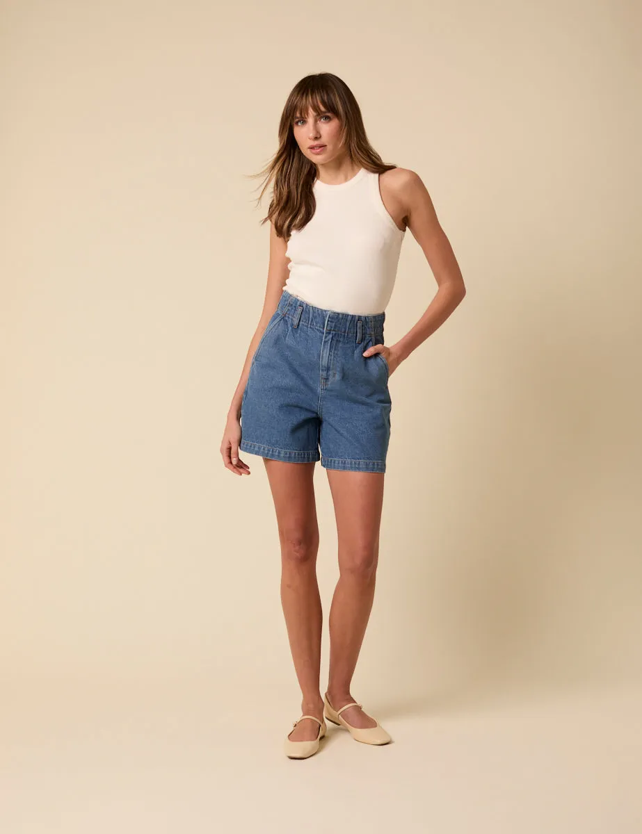Blue High Waisted Denim Shorts sold by Nobody's Child