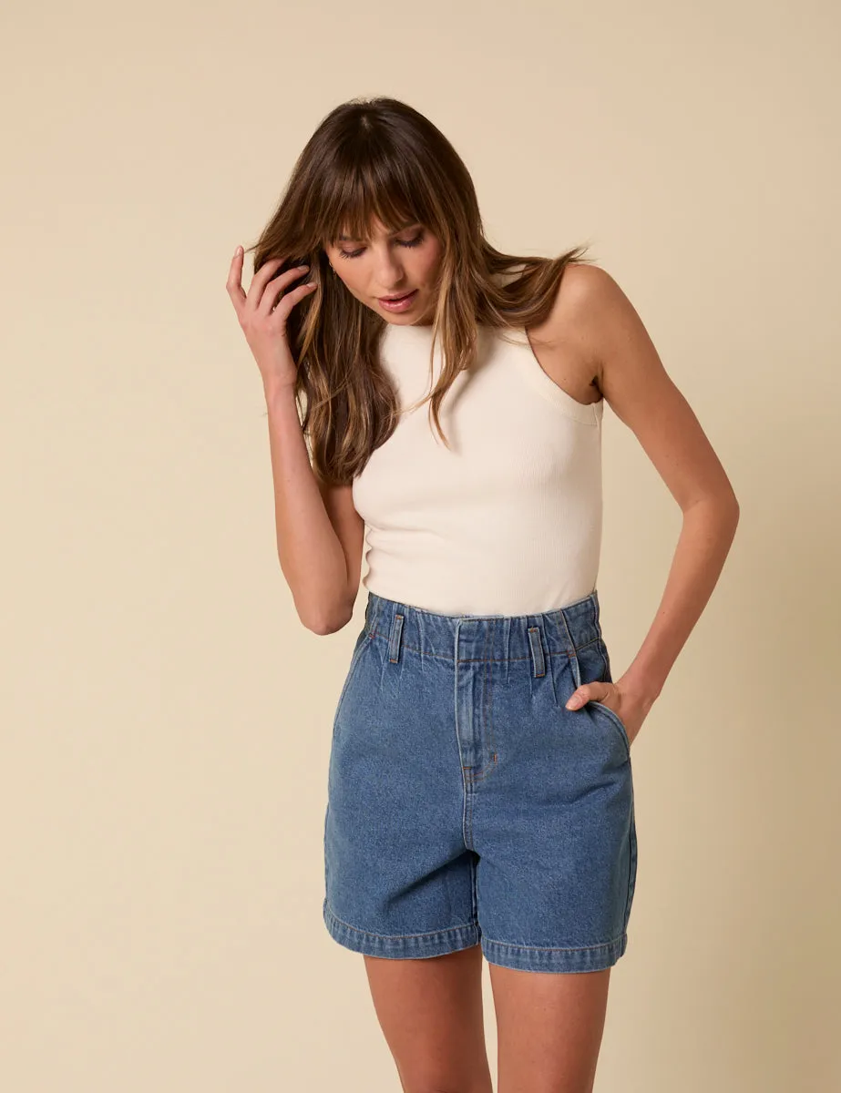 Blue High Waisted Denim Shorts sold by Nobody's Child product image thumbnail 2