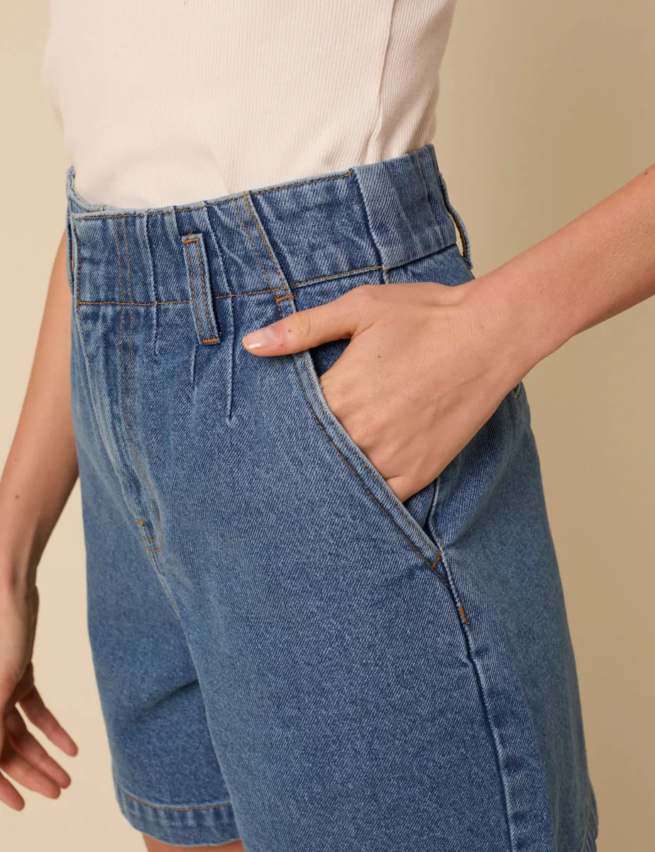 Blue High Waisted Denim Shorts sold by Nobody's Child product image thumbnail 3