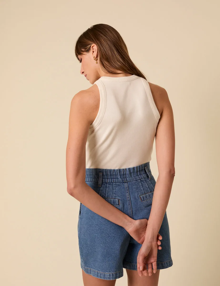 Blue High Waisted Denim Shorts sold by Nobody's Child product image thumbnail 5