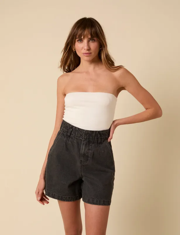 Black High Waisted Denim Shorts sold by Nobody's Child