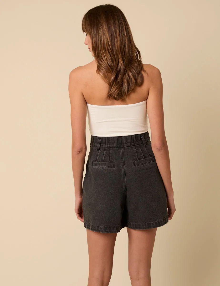 Black High Waisted Denim Shorts sold by Nobody's Child product image thumbnail 5
