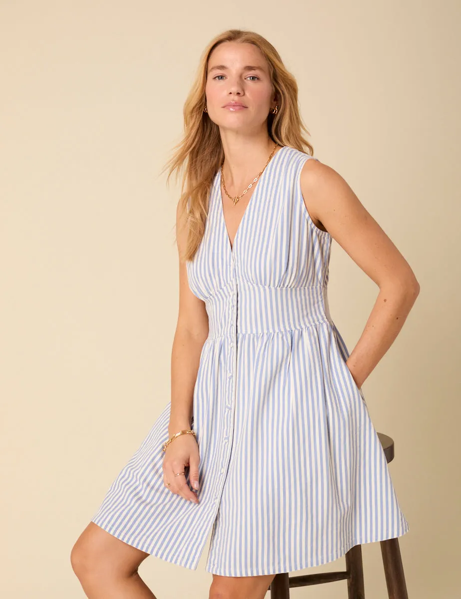 White And Blue Striped Denim Starlight Mini Dress sold by Nobody's Child product image thumbnail 3