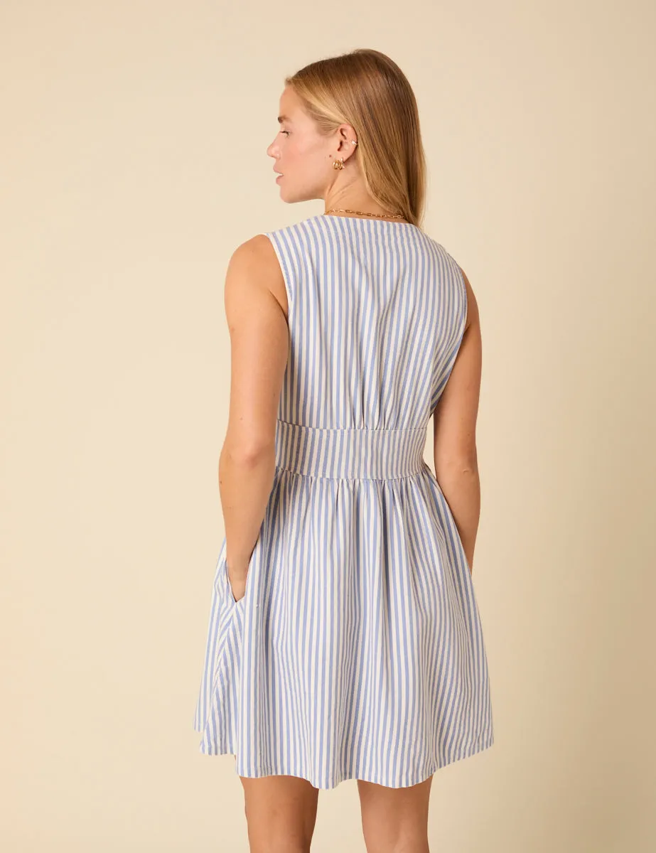 White And Blue Striped Denim Starlight Mini Dress sold by Nobody's Child product image thumbnail 5