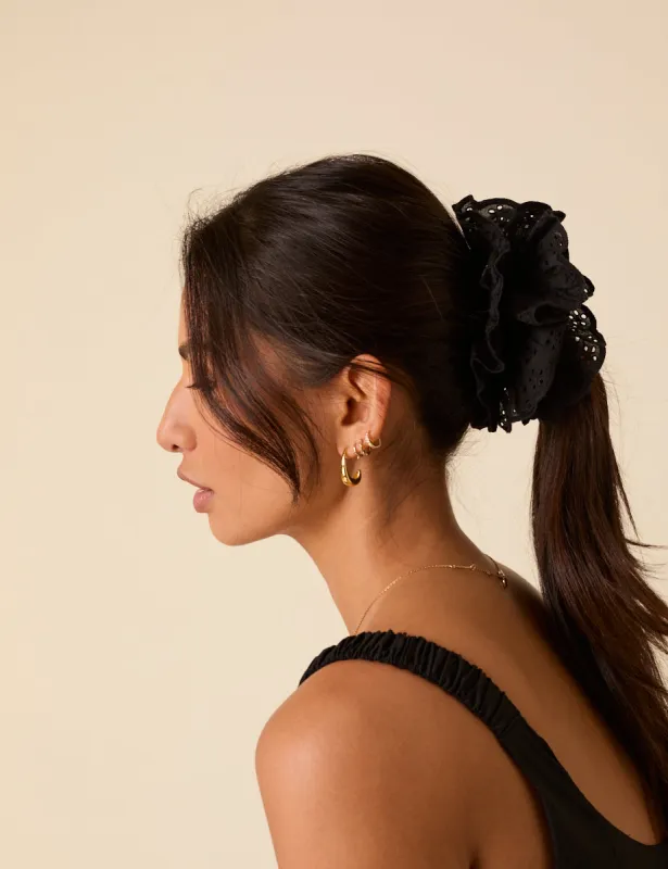 Black Broderie Anglaise Scrunchie sold by Nobody's Child