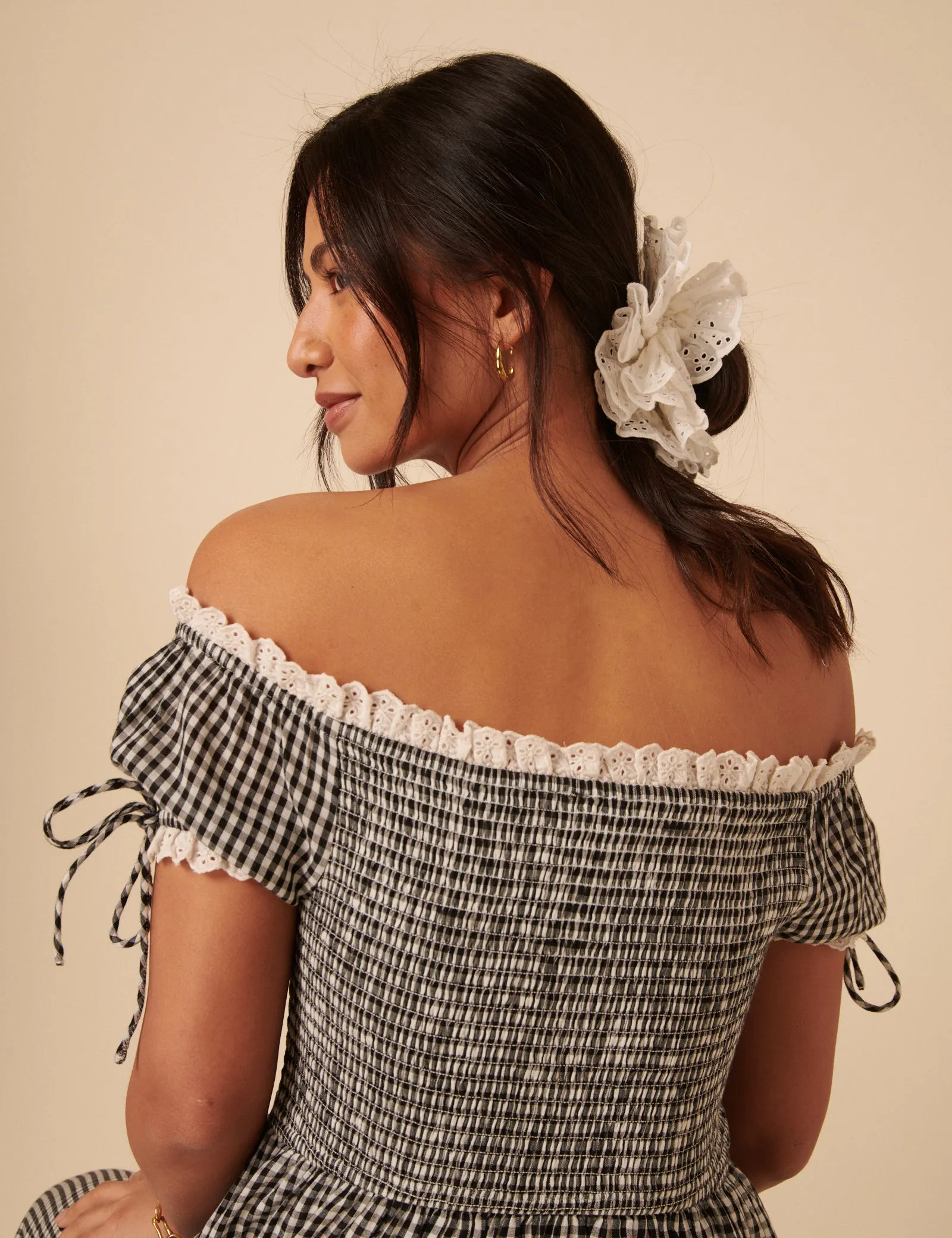 White Broderie Anglaise Scrunchie sold by Nobody's Child product image thumbnail 3