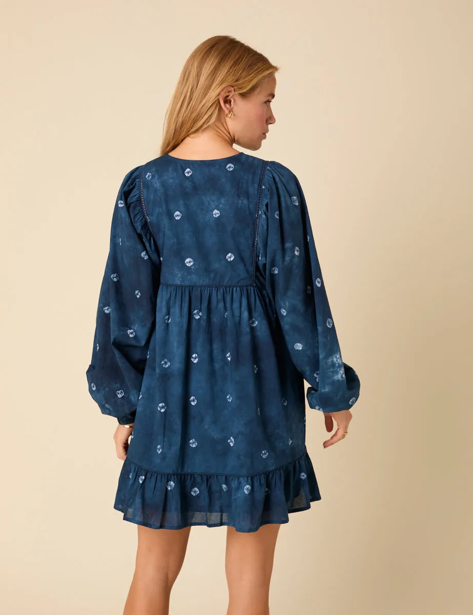 Blue Tie Dye Long Sleeve Mae Mini Dress sold by Nobody's Child product image thumbnail 4