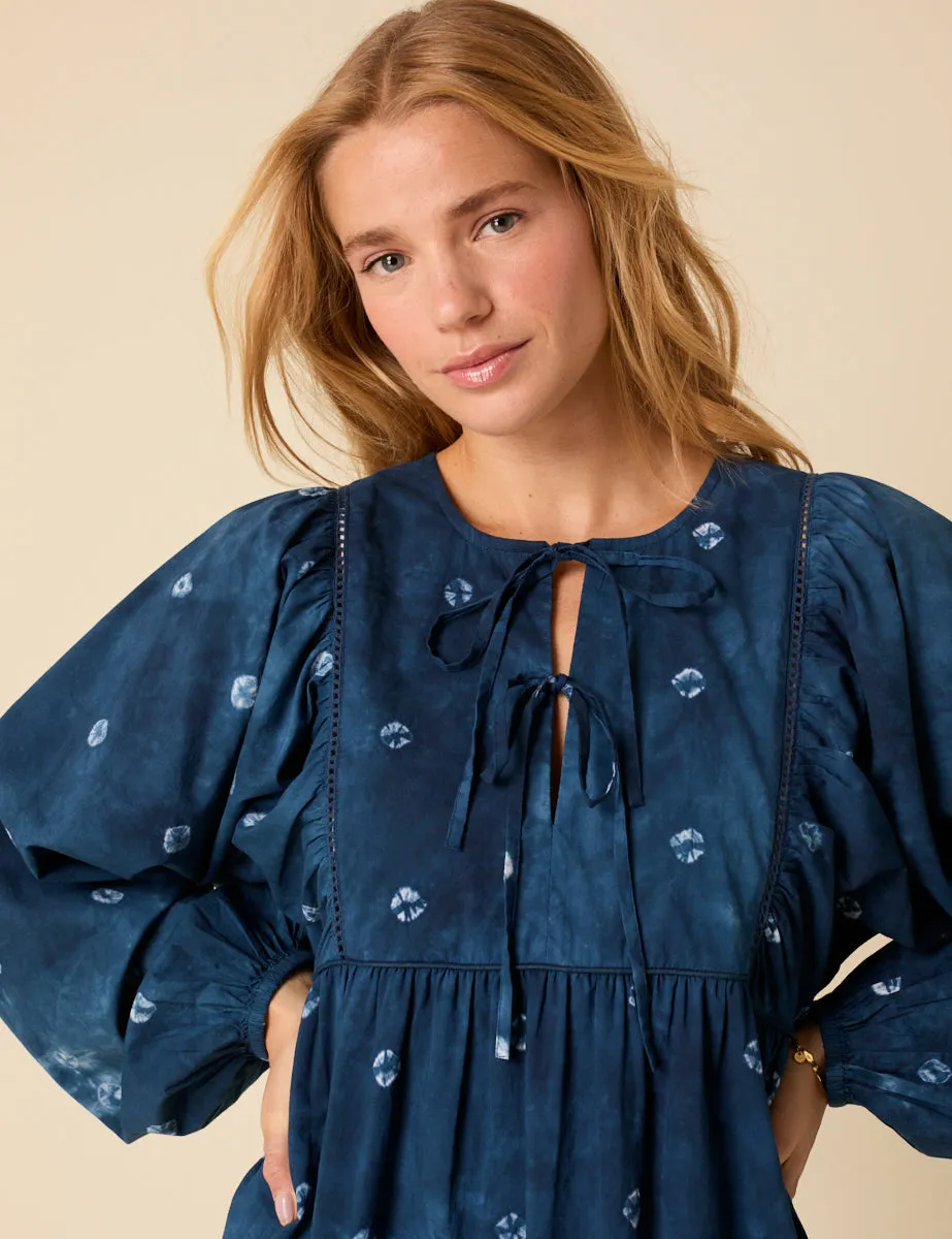 Blue Tie Dye Long Sleeve Mae Mini Dress sold by Nobody's Child product image thumbnail 2