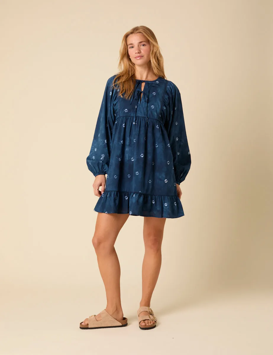 Blue Tie Dye Long Sleeve Mae Mini Dress sold by Nobody's Child product image thumbnail 3