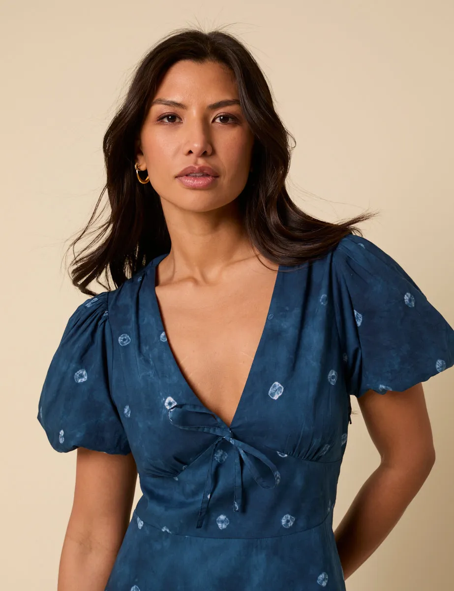 Navy Tie Dye Nia Midi Dress sold by Nobody's Child product image thumbnail 4