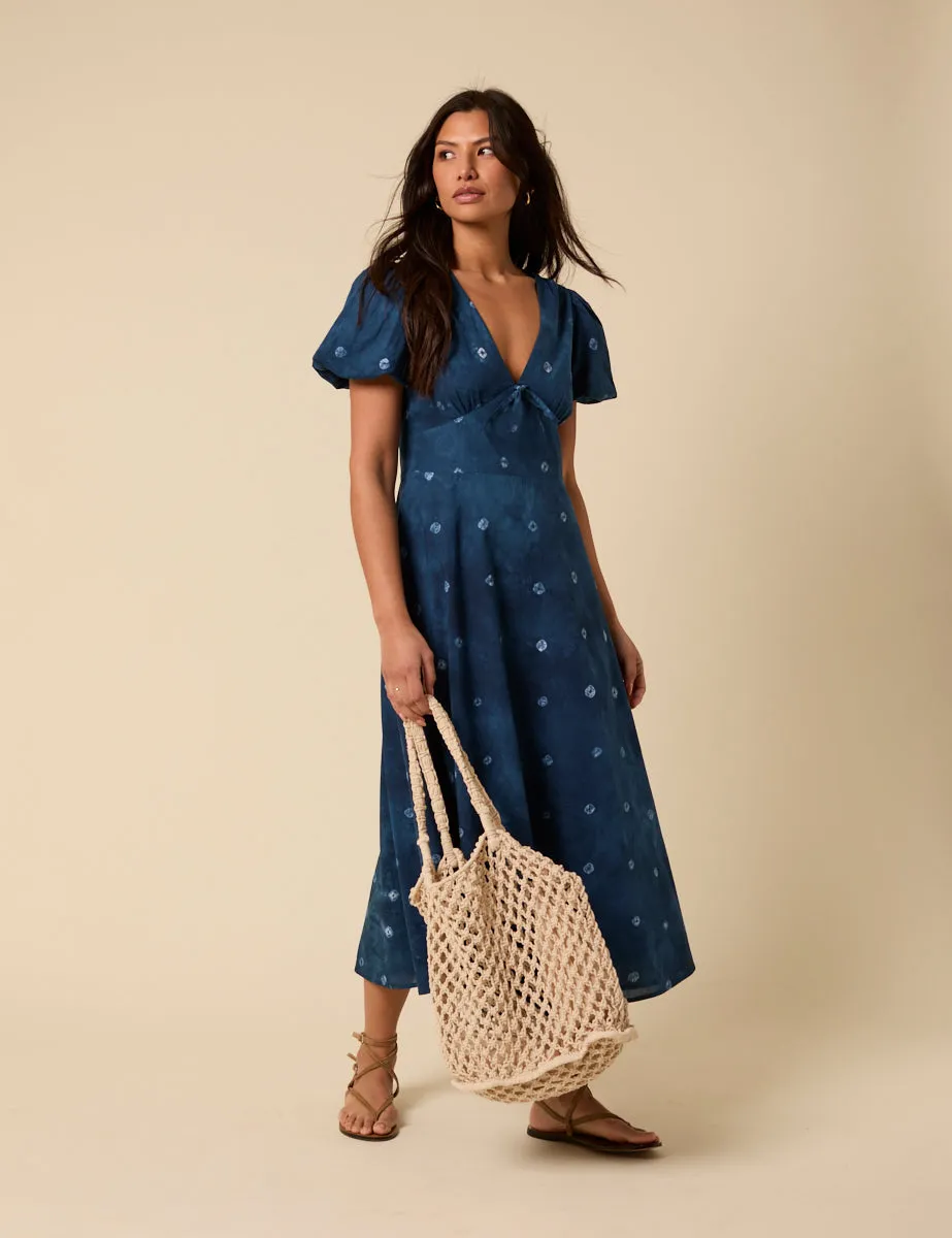 Navy Tie Dye Nia Midi Dress sold by Nobody's Child product image thumbnail 3