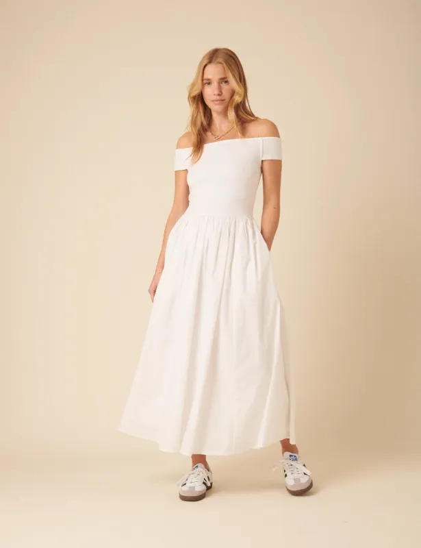 White Bardot Midi Dress made by Nobody's Child