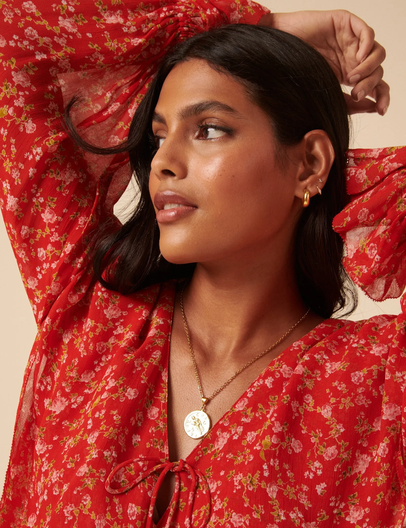 Poppy Delevingne Red Floral India Blouse sold by Nobody's Child product image thumbnail 2