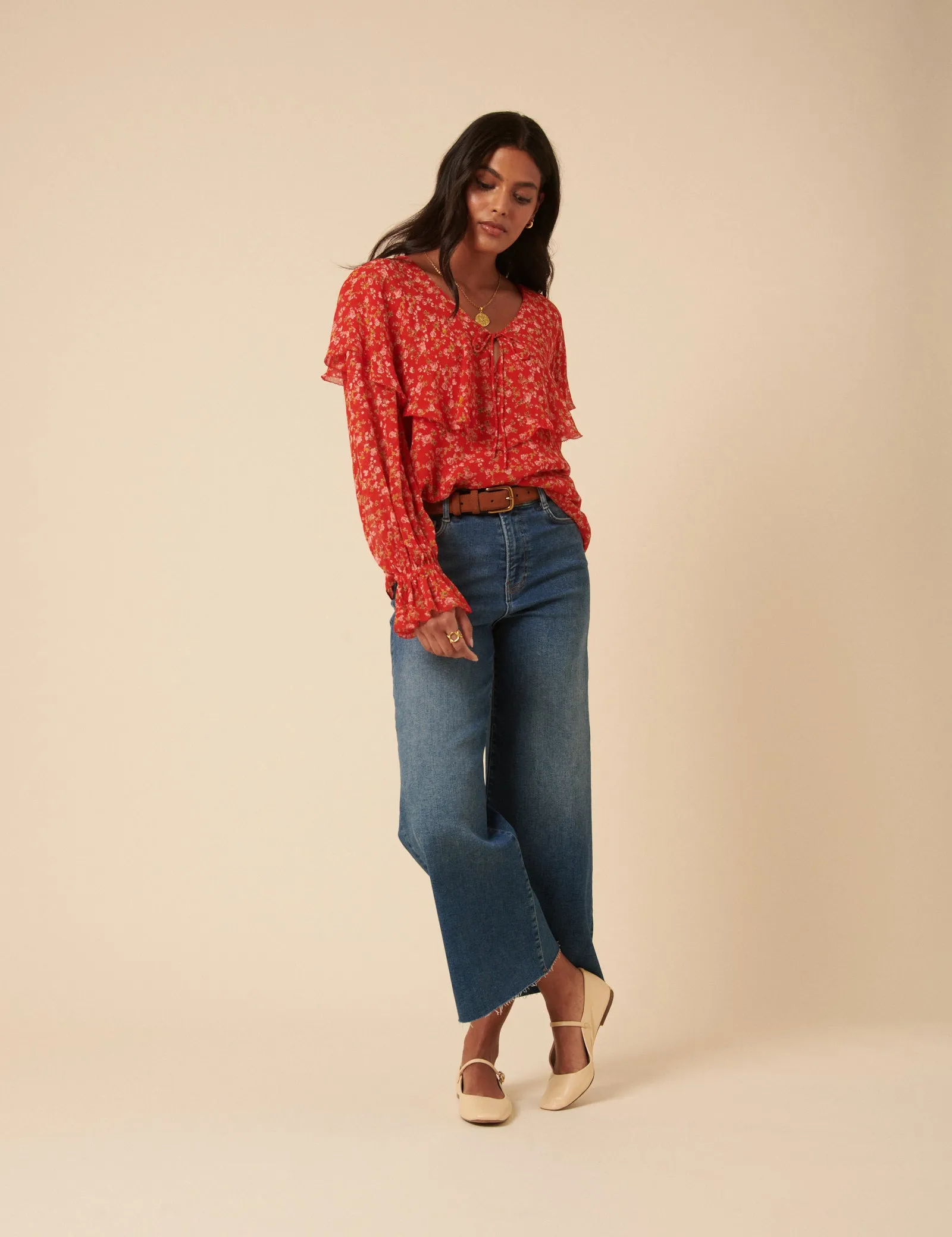 Poppy Delevingne Red Floral India Blouse sold by Nobody's Child product image thumbnail 5