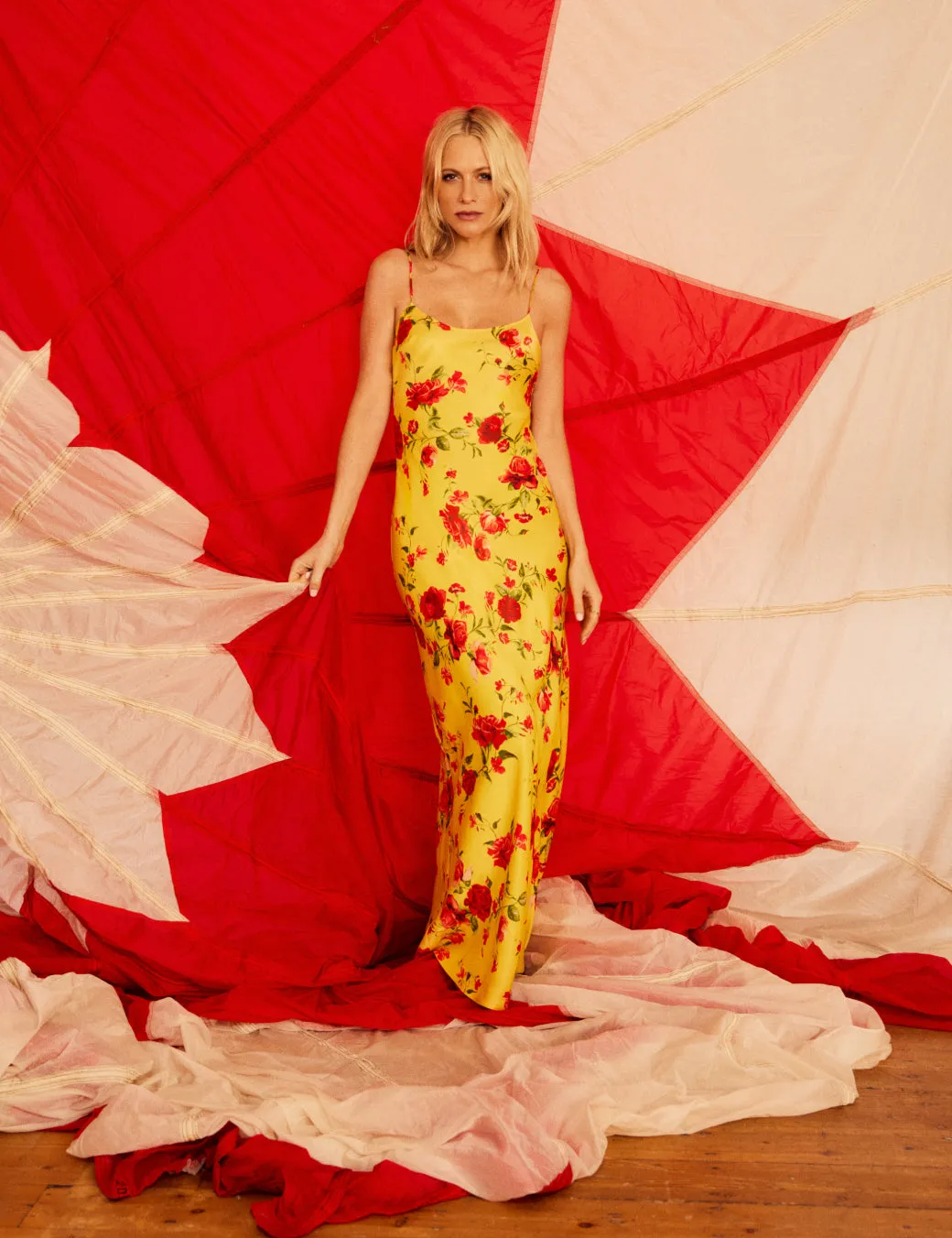 Poppy Delevingne Yellow Floral Zara Maxi Dress sold by Nobody's Child