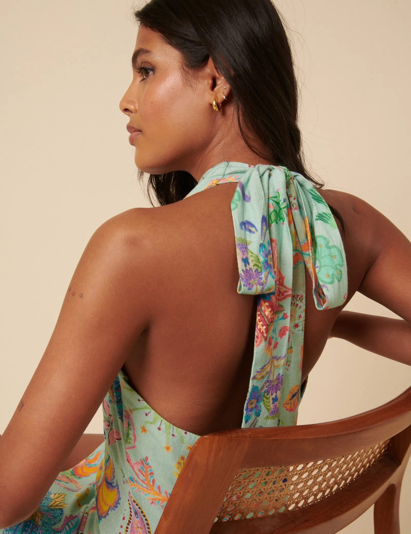 Poppy Delevingne Green Floral Jess Mini Dress sold by Nobody's Child product image thumbnail 2