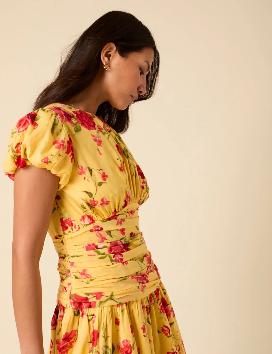 Poppy Delevingne Yellow Floral Noa Mini Dress sold by Nobody's Child product image thumbnail 3