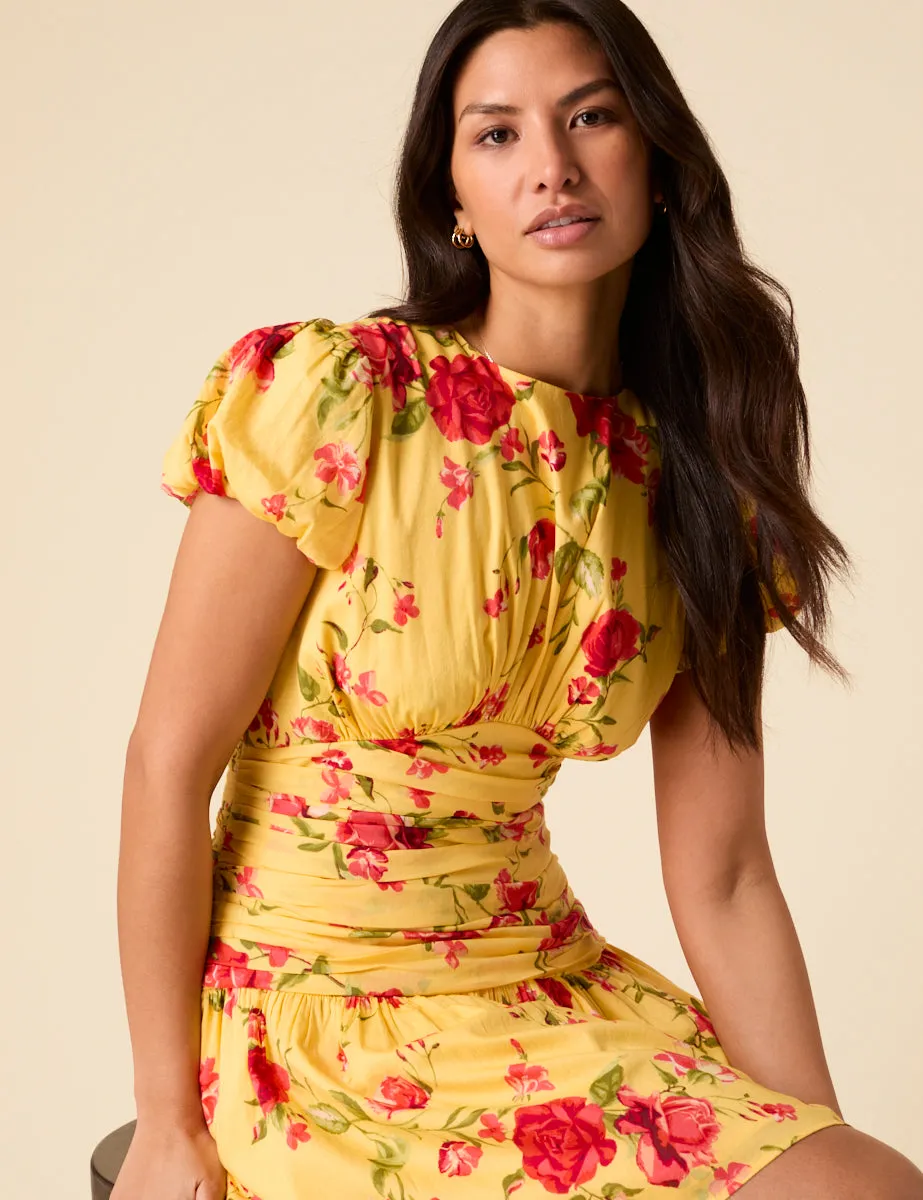 Poppy Delevingne Yellow Floral Noa Mini Dress sold by Nobody's Child product image thumbnail 2