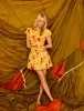 Poppy Delevingne Yellow Floral Noa Mini Dress sold by Nobody's Child