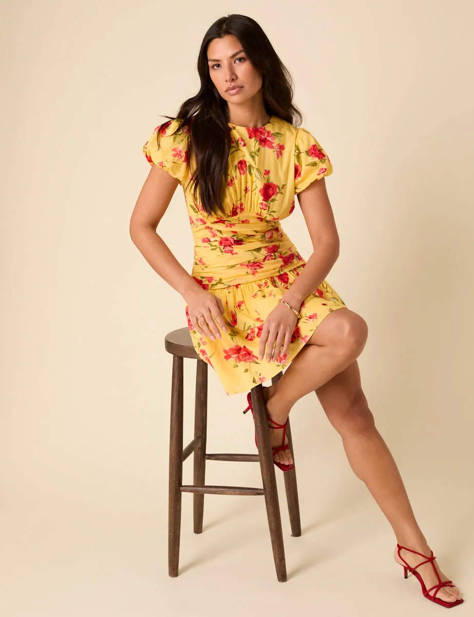 Poppy Delevingne Yellow Floral Noa Mini Dress sold by Nobody's Child product image thumbnail 4