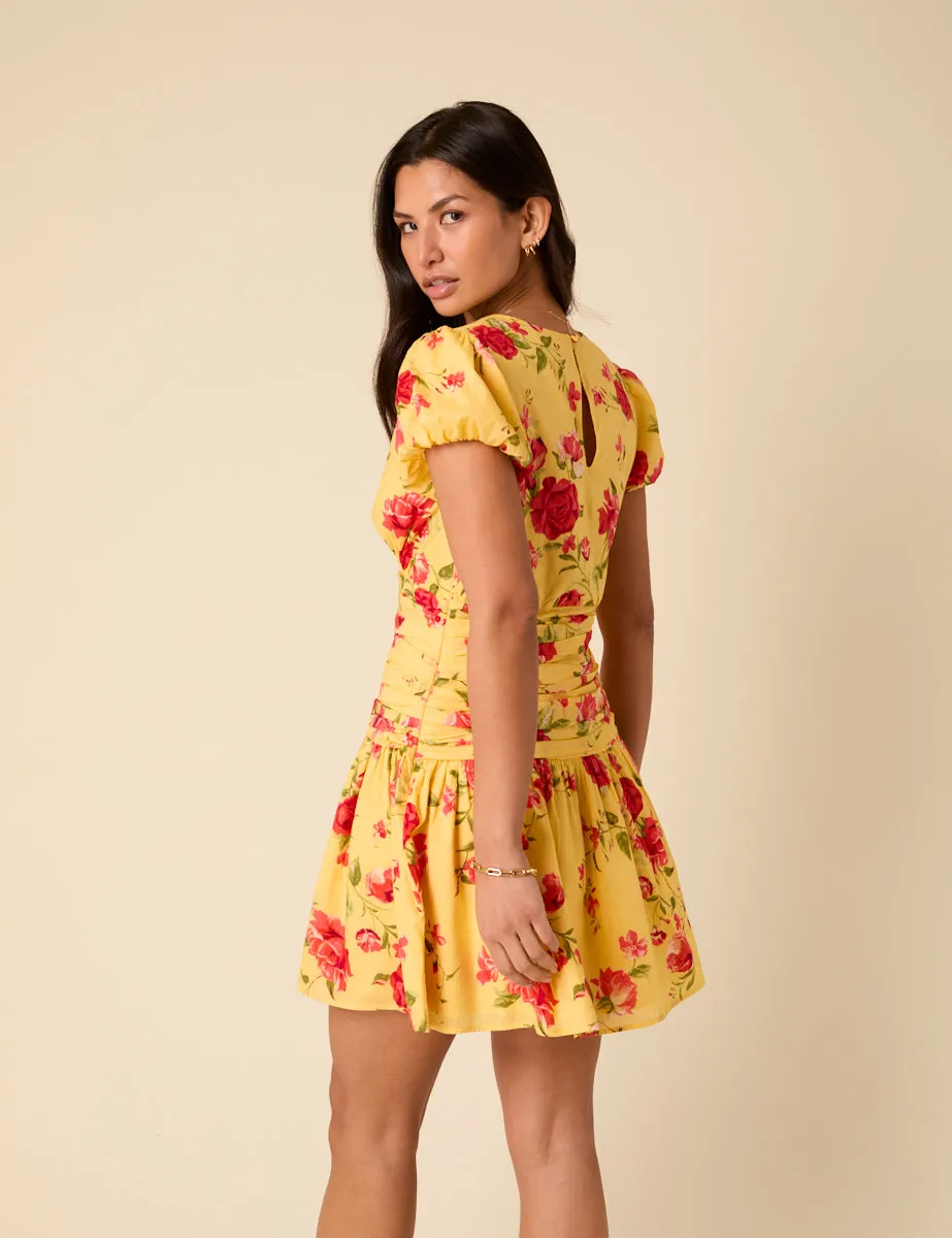 Poppy Delevingne Yellow Floral Noa Mini Dress sold by Nobody's Child product image thumbnail 5
