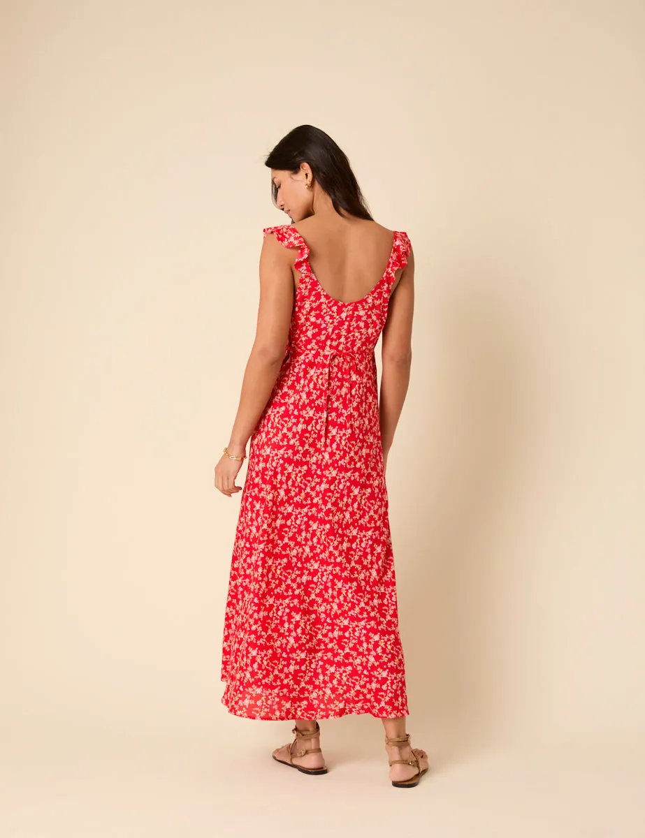 Poppy Delevingne Red Floral Laura Midi Dress sold by Nobody's Child product image thumbnail 5