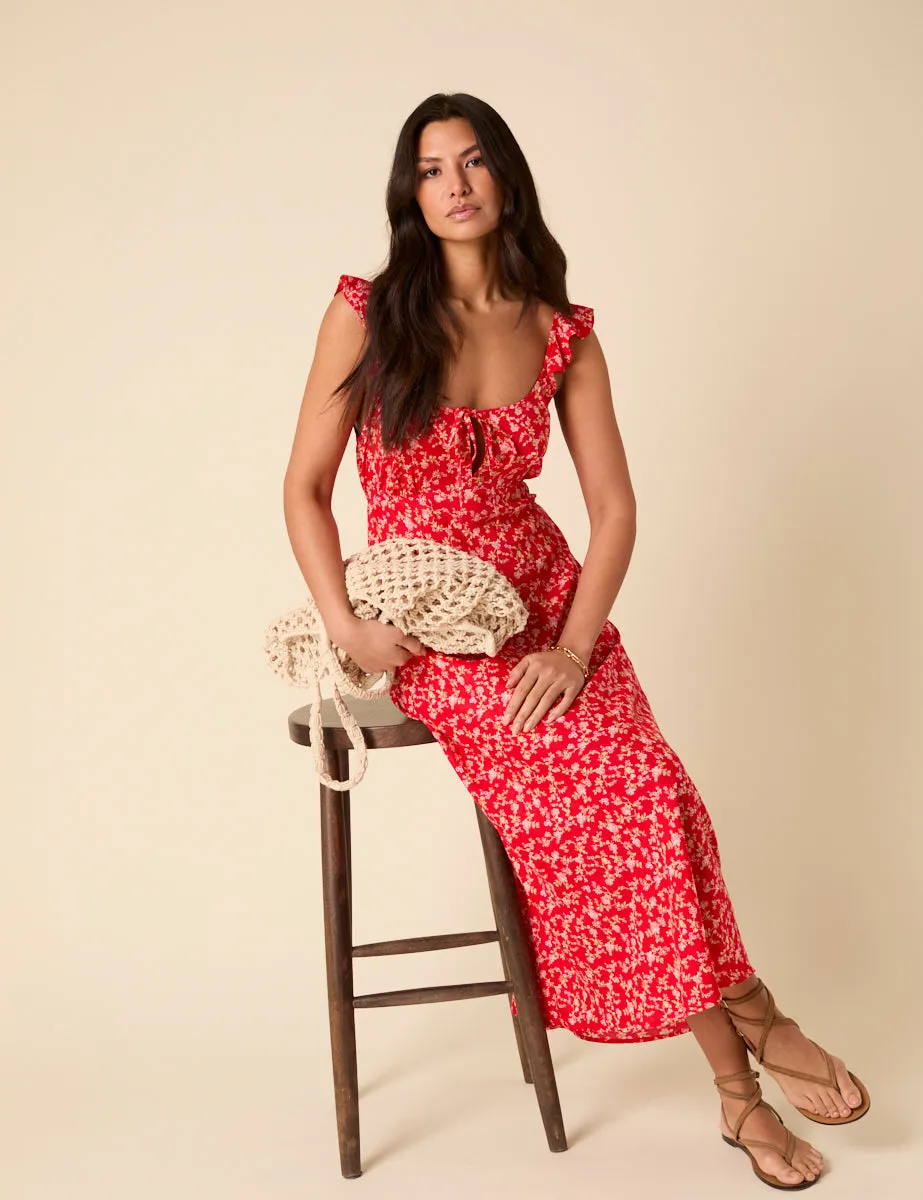 Poppy Delevingne Red Floral Laura Midi Dress sold by Nobody's Child product image thumbnail 2