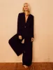 Poppy Delevingne Navy Pinstripe Cara Trousers sold by Nobody's Child