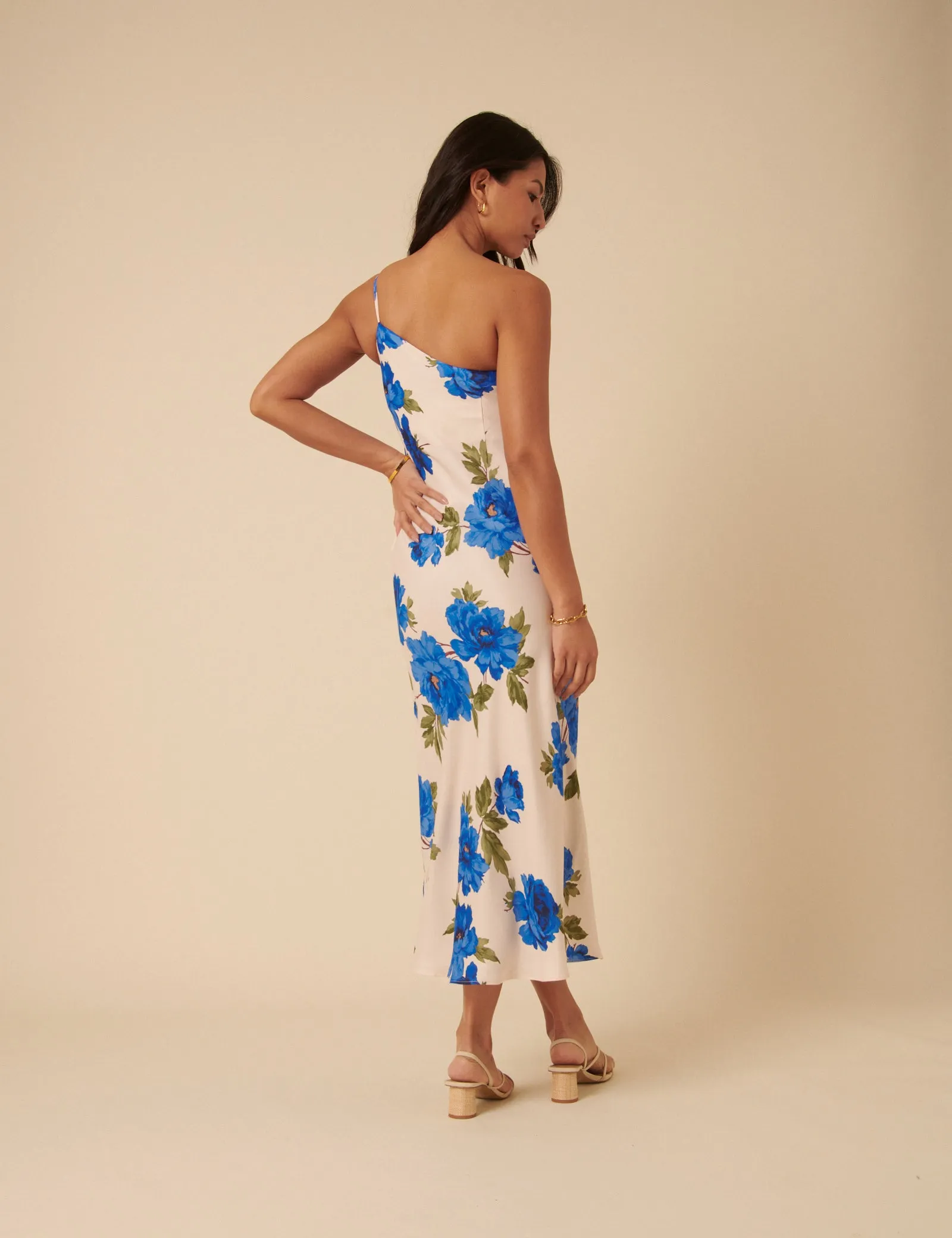 Cream One Shoulder Floral Ellis Midi Dress sold by Nobody's Child product image thumbnail 5