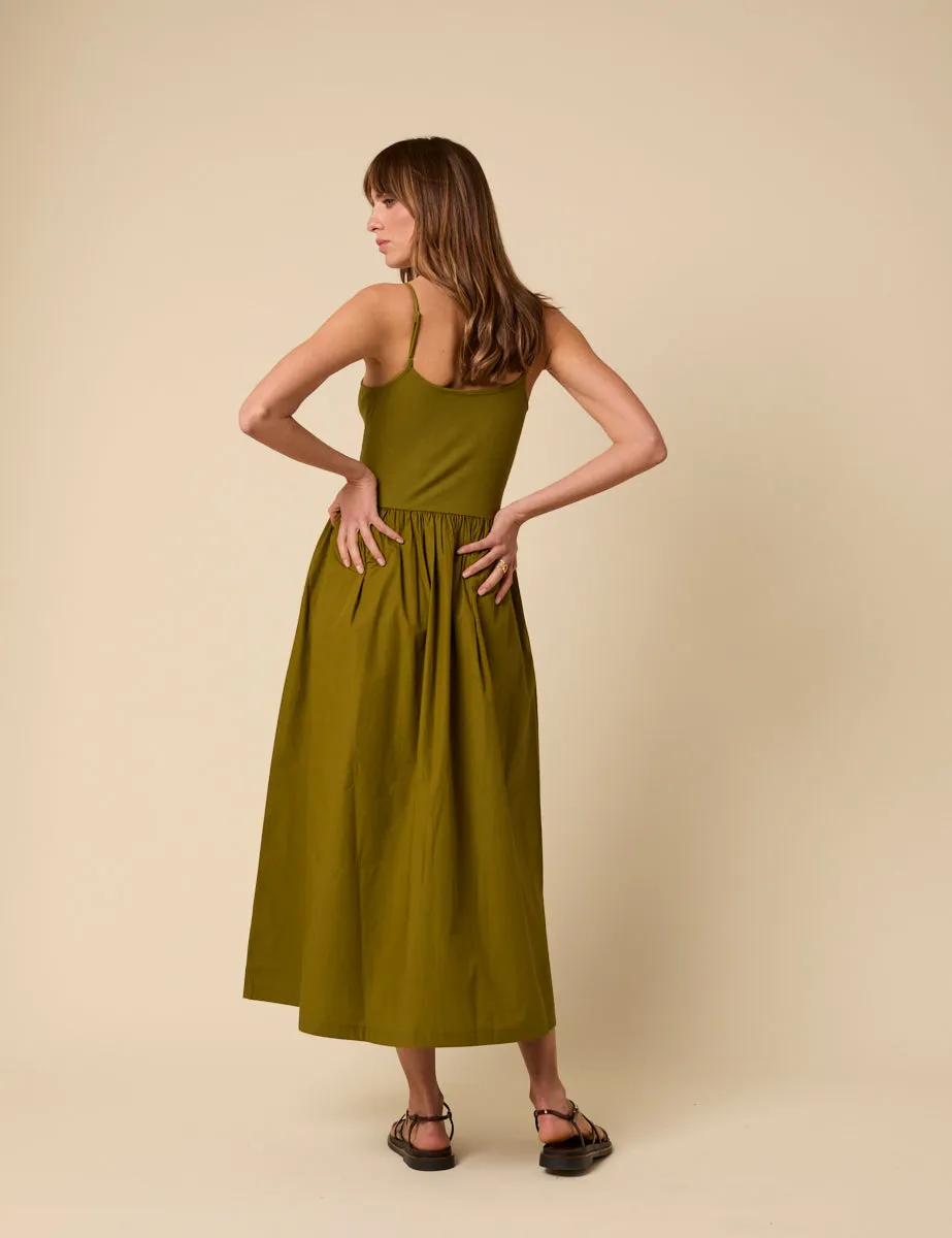 Green Ribbed Drop Waist Strappy Midi Dress sold by Nobody's Child product image thumbnail 5