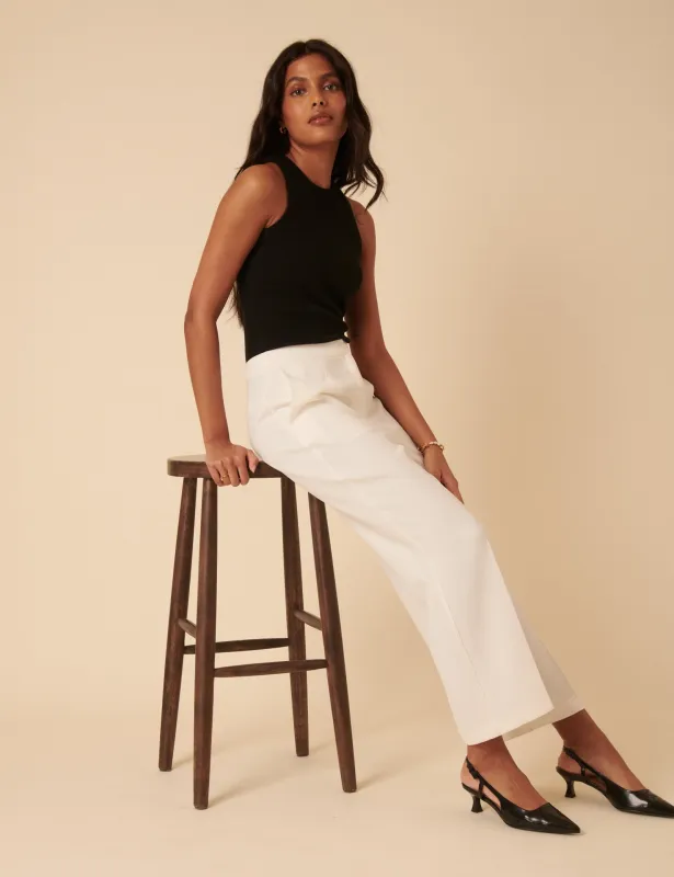 White Tailored Cropped Trousers sold by Nobody's Child