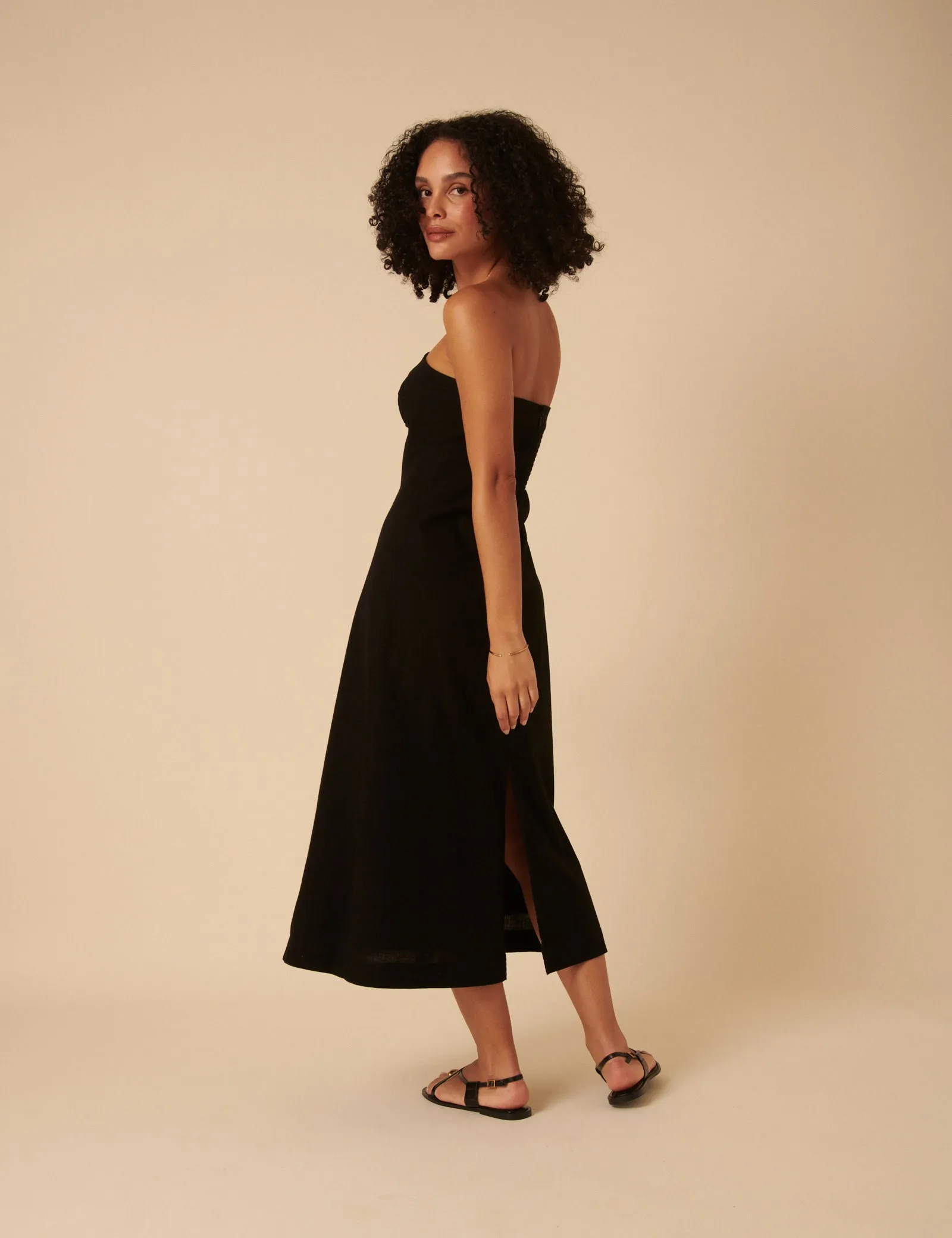 Black Tie Front Gayle Midi Dress sold by Nobody's Child product image thumbnail 5