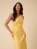 Yellow Striped One Shoulder Una Midi Dress sold by Nobody's Child