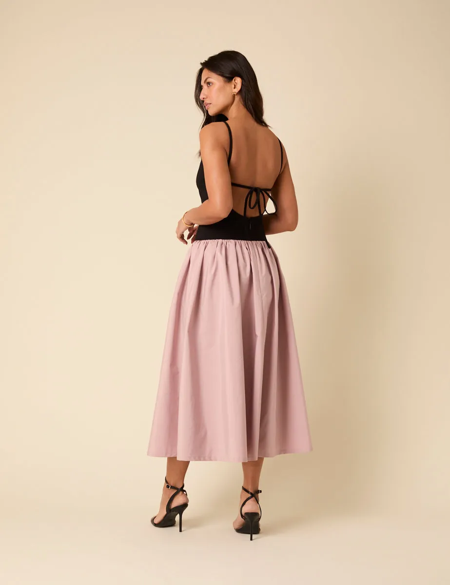 Black And Pink Drop Waist Carmel Midi Dress sold by Nobody's Child product image thumbnail 5