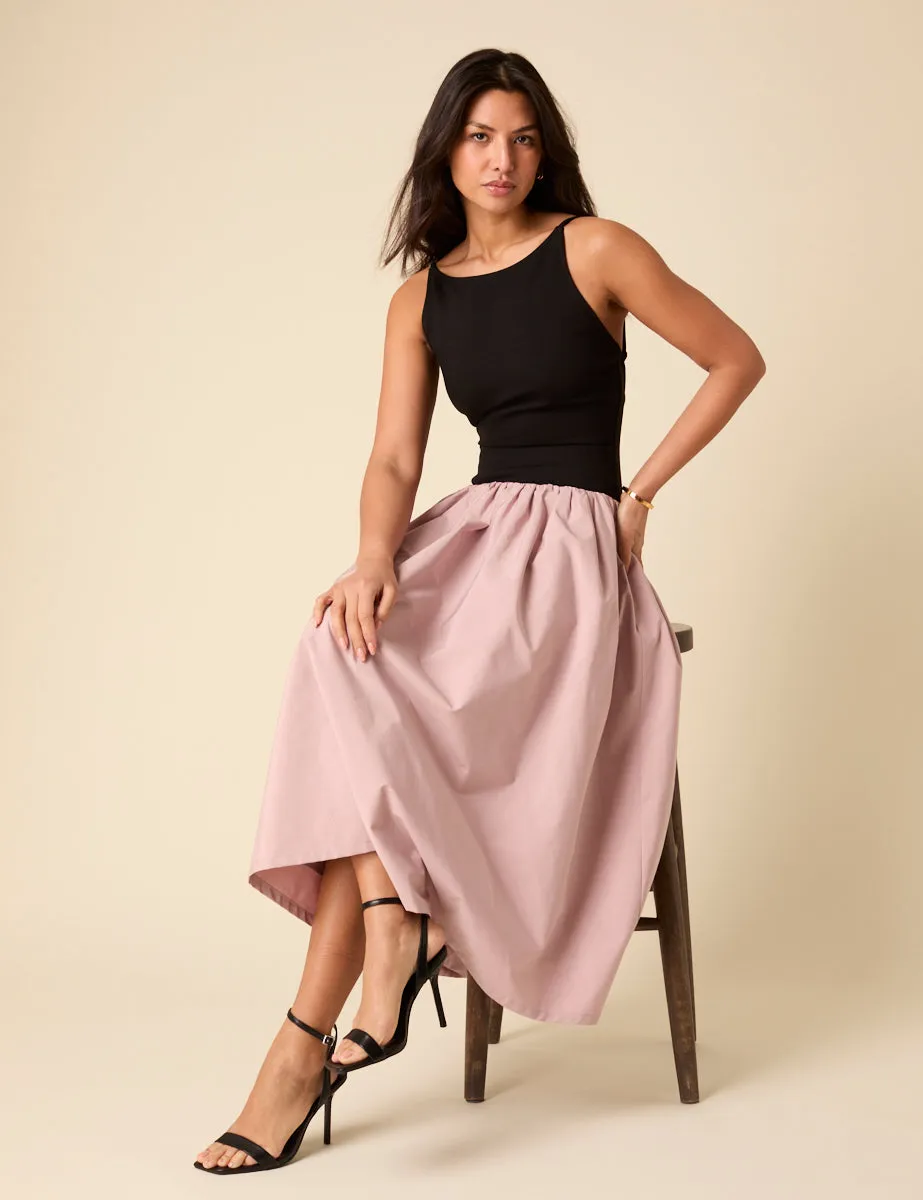 Black And Pink Drop Waist Carmel Midi Dress sold by Nobody's Child product image thumbnail 2
