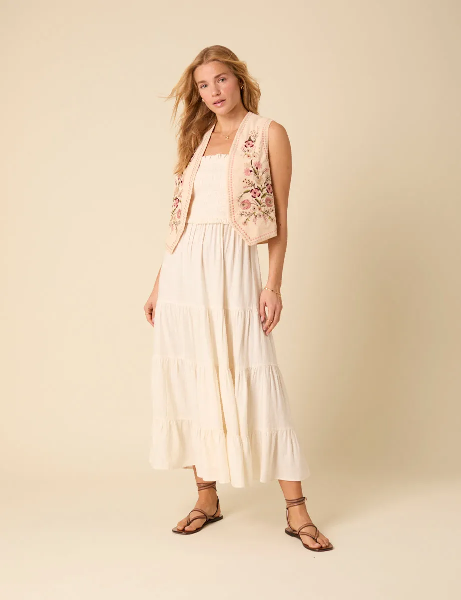 Pale Pink Embroidered Floral Waistcoat sold by Nobody's Child product image thumbnail 3