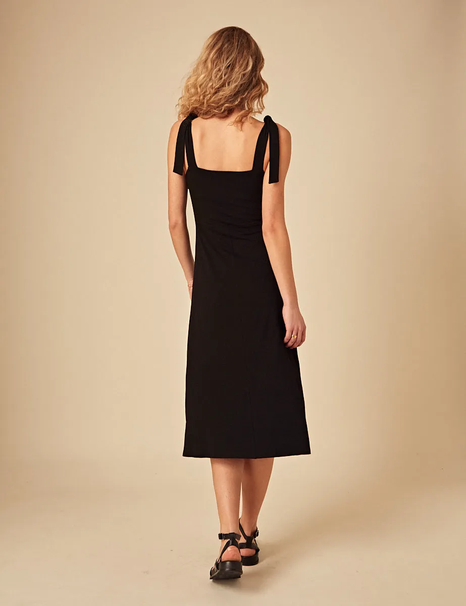 Black Tie Shoulder Adrian Midi Dress sold by Nobody's Child product image thumbnail 3