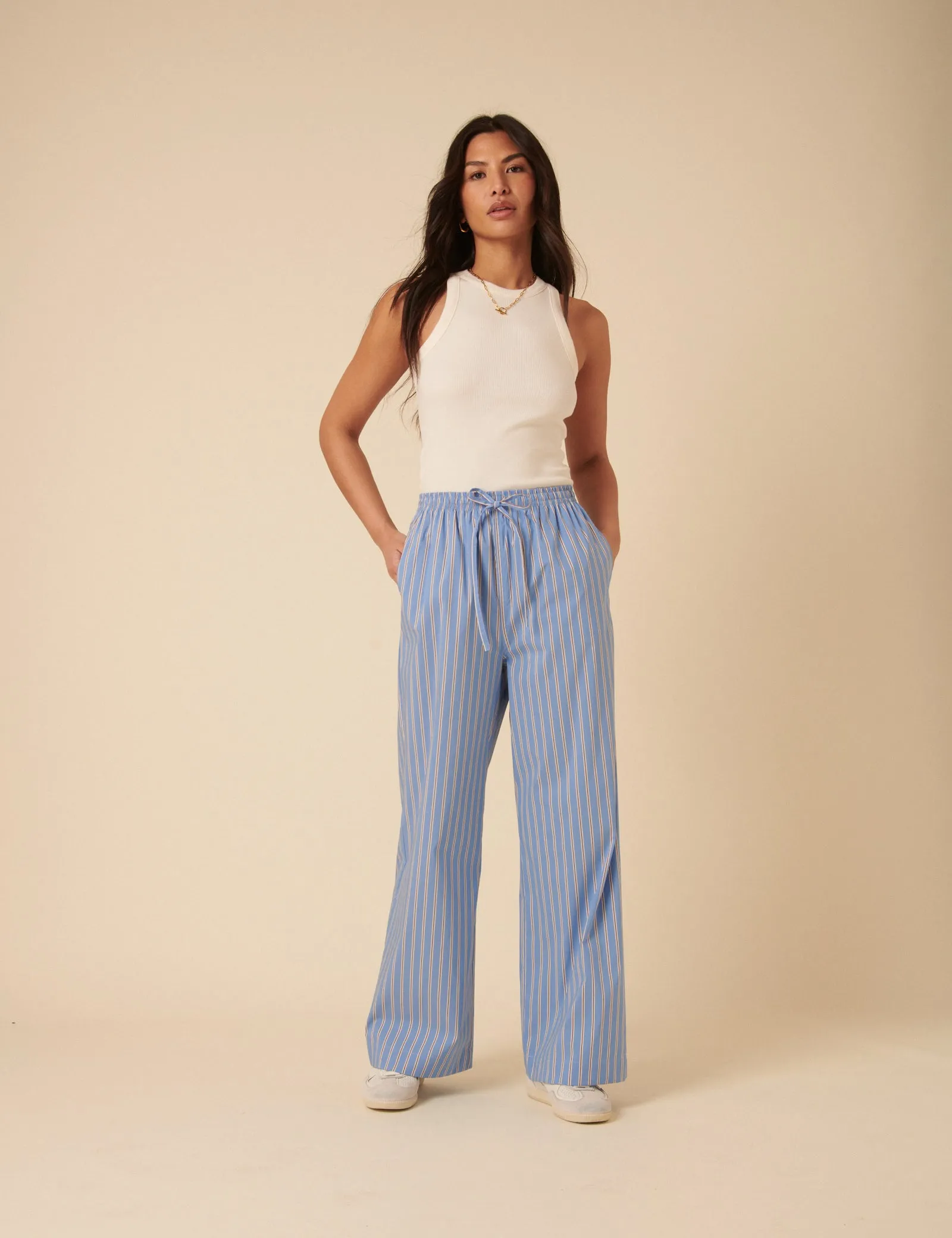 Blue Striped Shona Trousers sold by Nobody's Child product image thumbnail 5