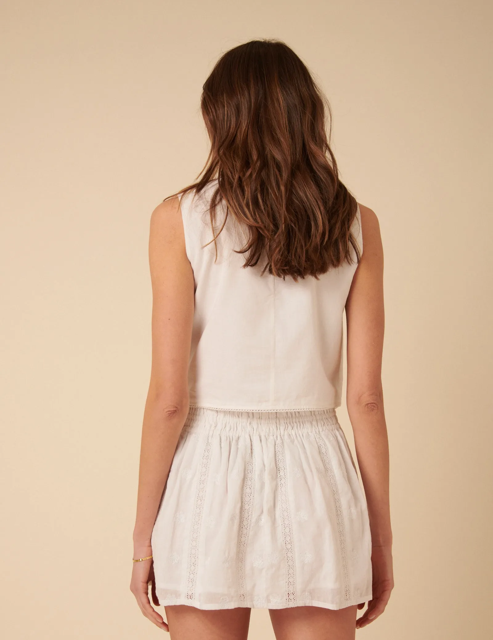White Embroidered Lace Trim Mini Skirt sold by Nobody's Child product image thumbnail 5