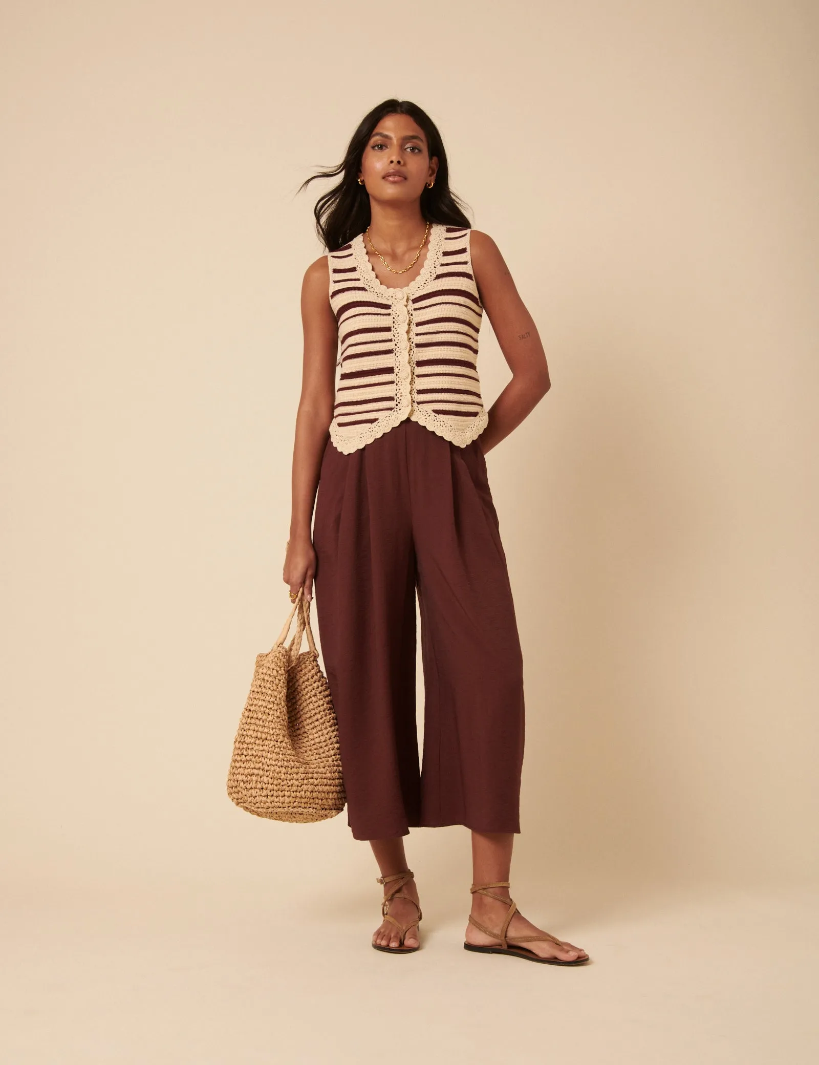 Cream And Red Striped Knitted Waistcoat sold by Nobody's Child product image thumbnail 4